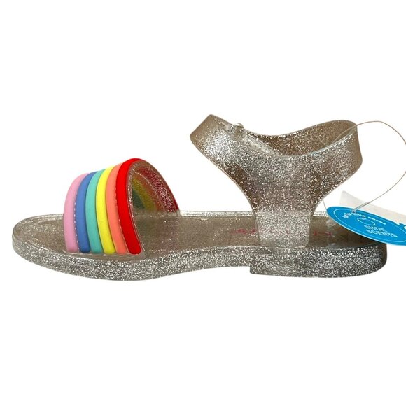 Carters Toddler Girls Jelly Sandals Size 7 Silver Rainbow Flexible & Lightweight - Picture 5 of 12